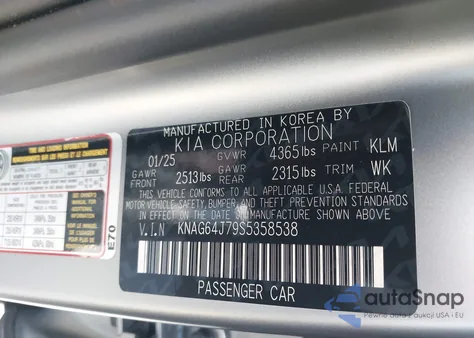 2025 Kia K5 Gt-Line z USA, uszkodzony, nr VIN KNAG64J79S5358538